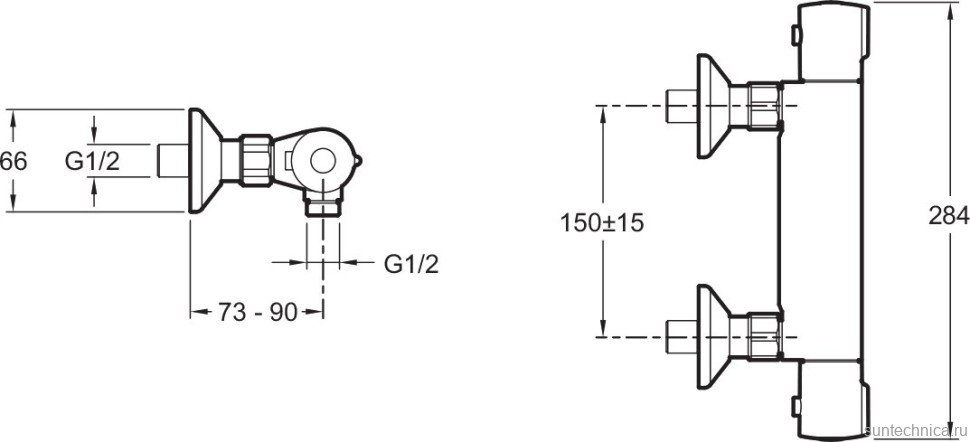 Душевой комплект Термостат Jacob Delafon July E8455-CP для душа + Гарнитур Salute E32907-CP