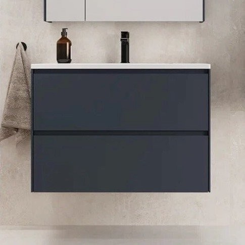 Тумба с раковиной Style Line Лима 80 см подвесная LINE 80 2 ящика PLUS Графит ЭМАЛЬ