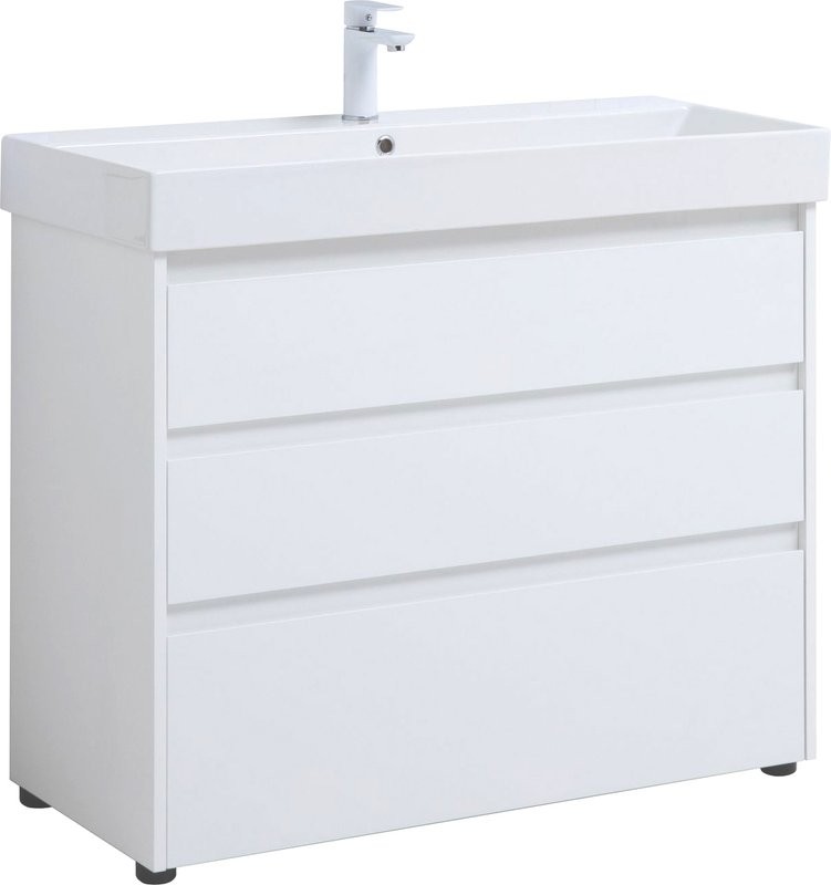 Мебель для ванной комнаты Aquanet Nova Lite 100 напольная, белая, 3 ящика