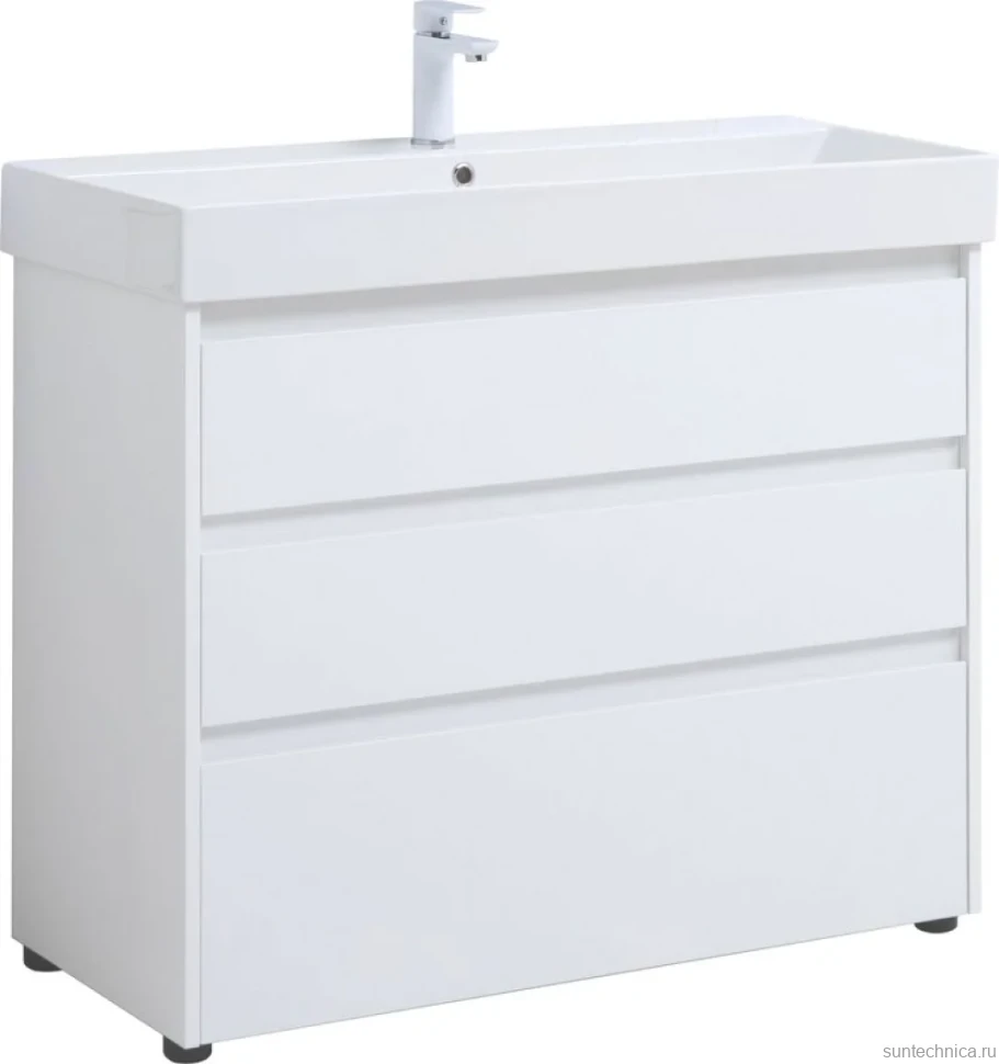 Мебель для ванной комнаты Aquanet Nova Lite 100 напольная, белая, 3 ящика