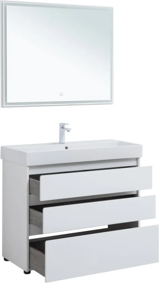 Мебель для ванной комнаты Aquanet Nova Lite 100 напольная, белая, 3 ящика