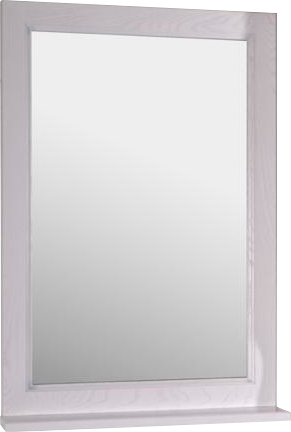 Зеркало ASB-Woodline Гранда 60 белое, патина серебро, с полкой