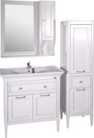 Зеркало ASB-Woodline Гранда 60 белое, патина серебро, с полкой