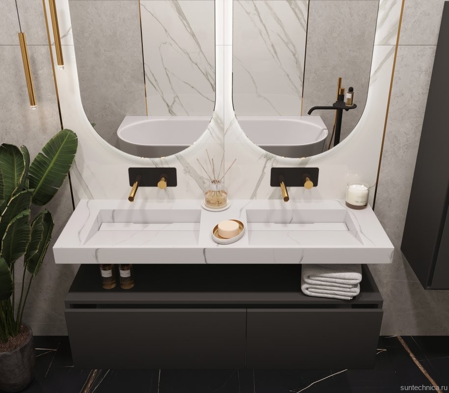 Раковина Armadi Art Flat Calacatta 140