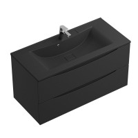 Мебель для ванной комнаты BelBagno Marino 100 подвесная, nero lucido, черная раовина