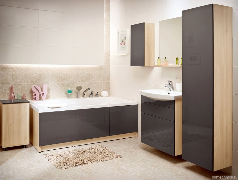Акриловая ванна Cersanit Smart L 170x80 см, с ножками, белый глянец