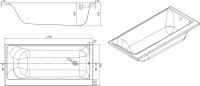 Акриловая ванна Cersanit Smart L 170x80 см, с ножками, белый глянец