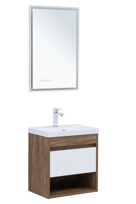 Тумба под раковину Aquanet Тренд 50 дуб рустикальный/белый сатин