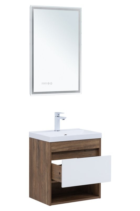 Тумба под раковину Aquanet Тренд 50 дуб рустикальный/белый сатин