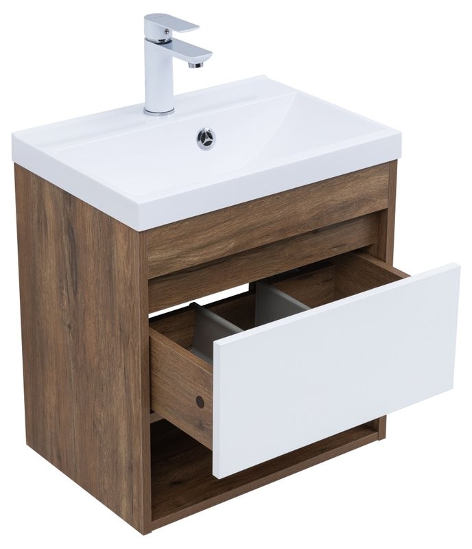 Тумба под раковину Aquanet Тренд 50 дуб рустикальный/белый сатин