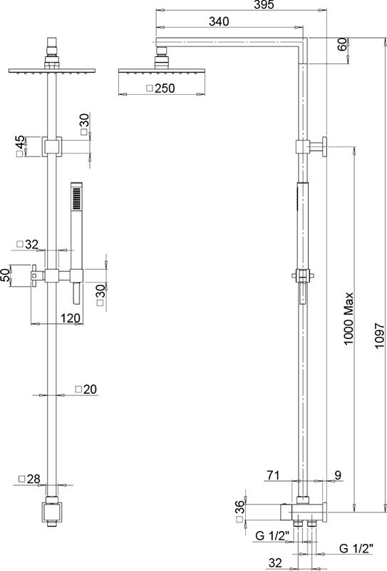 Душевой комплект Смеситель для душа Paini Tank TKCR511LMKM + Стойка RS 50CR191ARQP3