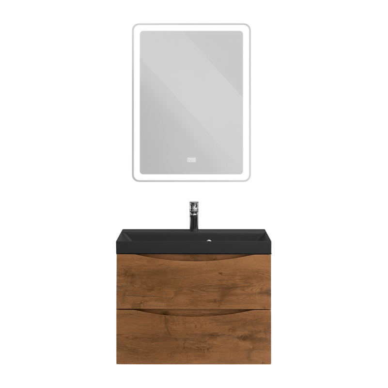 Мебель для ванной комнаты BelBagno Marino 60 подвесная, rovere nature, черная раовина