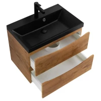 Мебель для ванной комнаты BelBagno Marino 60 подвесная, rovere nature, черная раовина