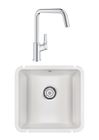 Комплект Мойка Paulmark Unter 50 PM204543-WH белая + Смеситель Grohe Eurosmart