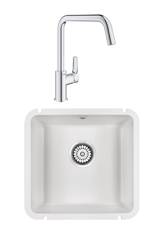 Комплект Мойка Paulmark Unter 50 PM204543-WH белая + Смеситель Grohe Eurosmart