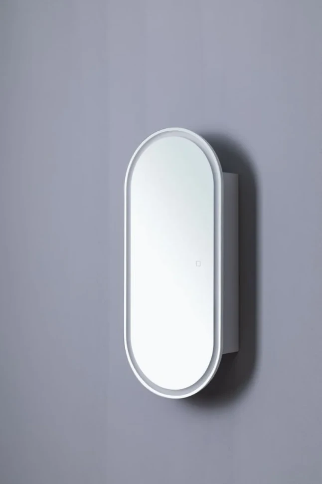 Шкаф с зеркалом в ванную с подсветкой Aquanet Монте 40 белый, с LED подсветкой