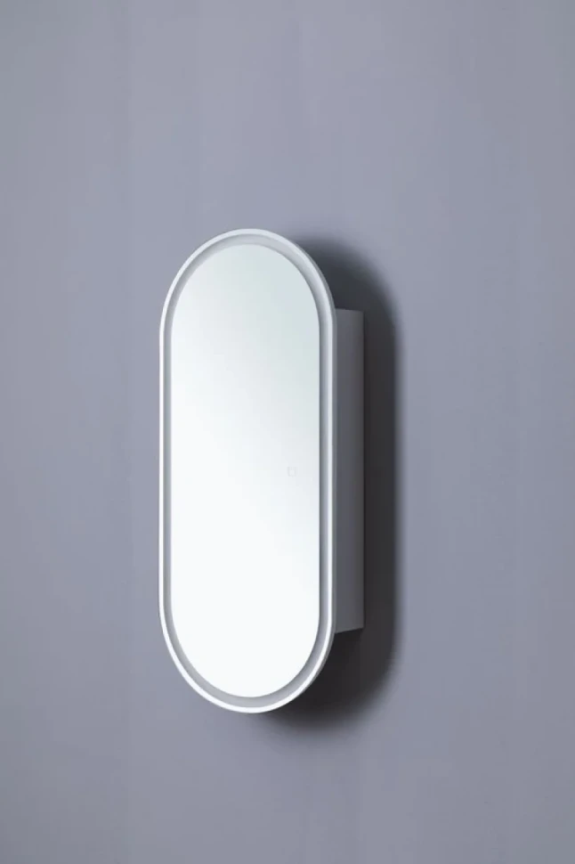 Шкаф с зеркалом в ванную с подсветкой Aquanet Монте 40 белый, с LED подсветкой