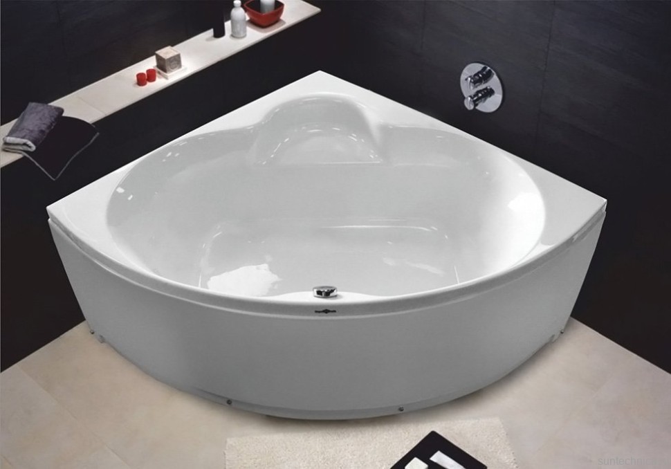 Акриловая ванна Royal Bath Fanke RB 581200 140x140 см, угловая, пристенная, белая, четверть круга, с каркасом, с сиденьем