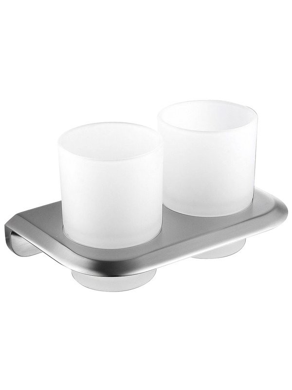 Стакан для ванной Abber Nord AA1557SP настенный, сталь, стеклянный, двойной