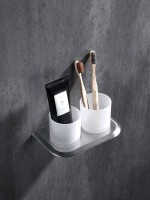 Стакан для ванной Abber Nord AA1557SP настенный, сталь, стеклянный, двойной