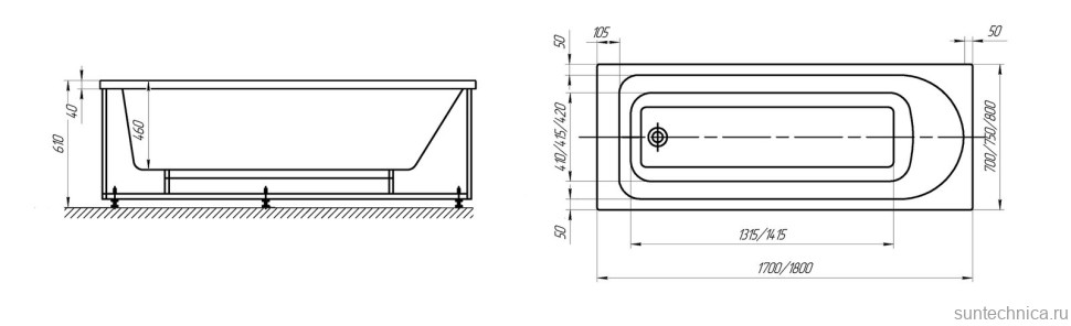 Акриловая ванна Jacob Delafon Odeon Rive Gauche E6D365RU-00 180x80 см, пристенная, белая