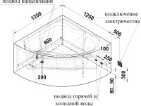 Акриловая ванна Radomir Vannesa Альтея 2-01-0-0-1-219 125x125 см, угловая, пристенная, белая, четверть круга, с каркасом