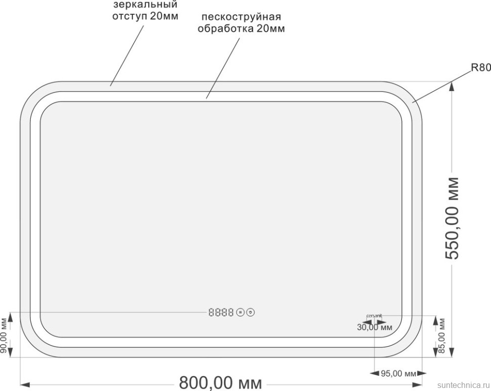 Зеркало Cersanit LED 050 pro 80, с подсветкой