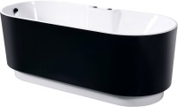 Акриловая ванна Orans BT-NL601- FTSI Black 175x75 см, отдельностоящая, черная матовая, овальная, с каркасом, со сливом-переливом, с подсветкой