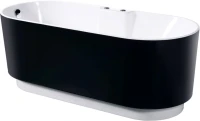 Акриловая ванна Orans BT-NL601- FTSI Black 175x75 см, отдельностоящая, черная матовая, овальная, с каркасом, со сливом-переливом, с подсветкой