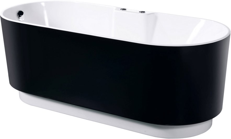 Акриловая ванна Orans BT-NL601- FTSI Black 175x75 см, отдельностоящая, черная матовая, овальная, с каркасом, со сливом-переливом, с подсветкой