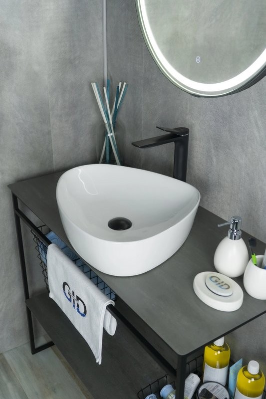 Накладная раковина GID Creativo N9386 50 глянцевая белая, фаянс