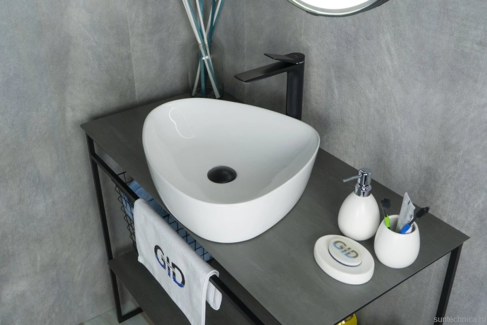 Накладная раковина GID Creativo N9386 50 глянцевая белая, фаянс