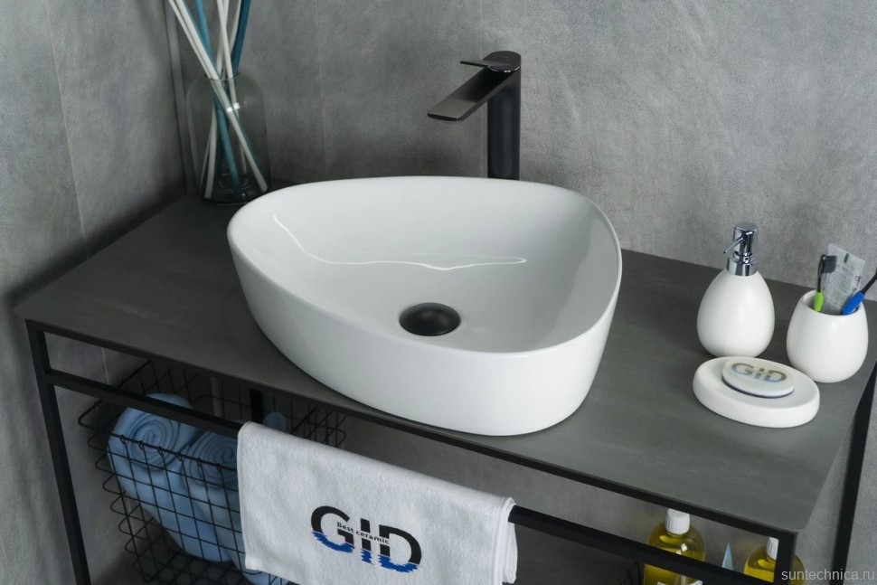 Накладная раковина GID Creativo N9386 50 глянцевая белая, фаянс