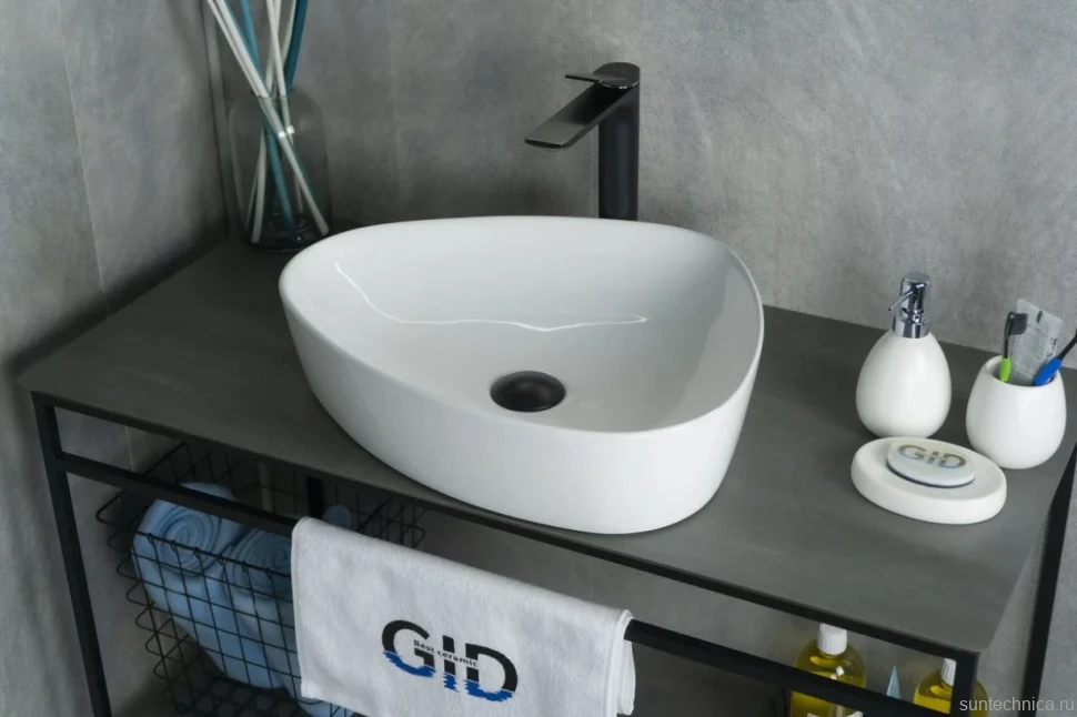 Накладная раковина GID Creativo N9386 50 глянцевая белая, фаянс