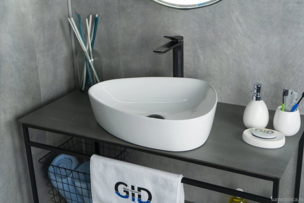 Накладная раковина GID Creativo N9386 50 глянцевая белая, фаянс