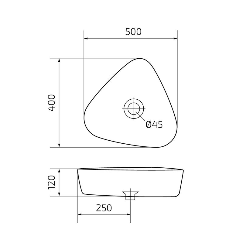 Накладная раковина GID Creativo N9386 50 глянцевая белая, фаянс