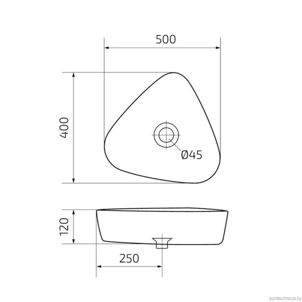 Накладная раковина GID Creativo N9386 50 глянцевая белая, фаянс
