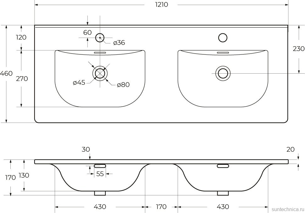 Мебельная раковина BelBagno BB-8099-120-2 глянцевая белая