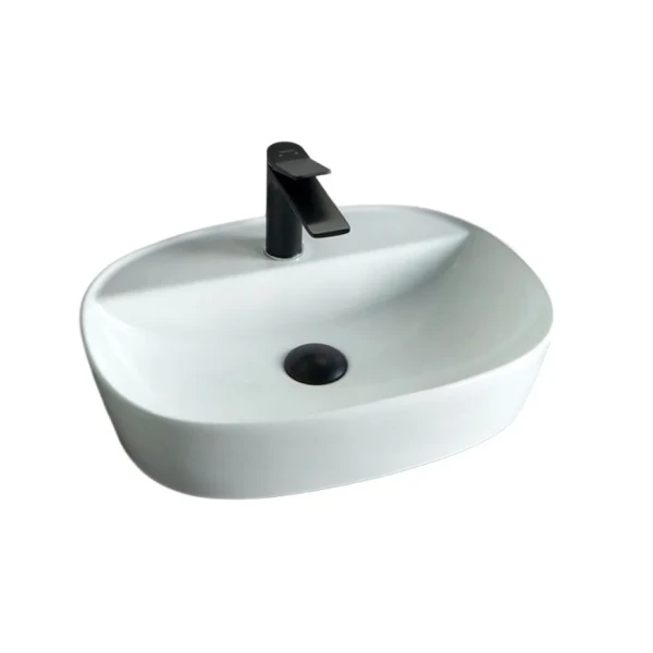 Накладная раковина GID Lago N9045 50 глянцевая белая, овальная, фаянс, с 1 отверстием под смеситель