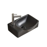 Раковина маленькая в туалет GID Suspendido Bm9276R 41 матовая черная, прямоугольная, фаянс