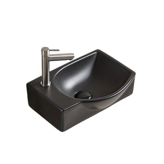 Раковина маленькая в туалет GID Suspendido Bm9276R 41 матовая черная, прямоугольная, фаянс