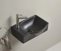 Раковина маленькая в туалет GID Suspendido Bm9276R 41 матовая черная, прямоугольная, фаянс