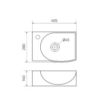 Раковина маленькая в туалет GID Suspendido Bm9276R 41 матовая черная, прямоугольная, фаянс