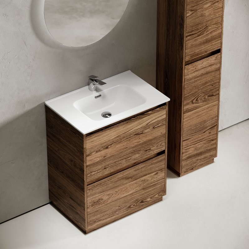 Тумба с раковиной Sancos Libra Floor 70 дуб чарльстон, белая раковина CN7007