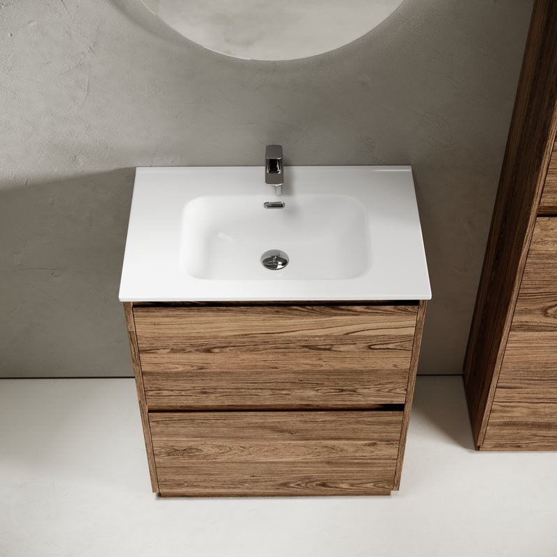 Тумба с раковиной Sancos Libra Floor 70 дуб чарльстон, белая раковина CN7007