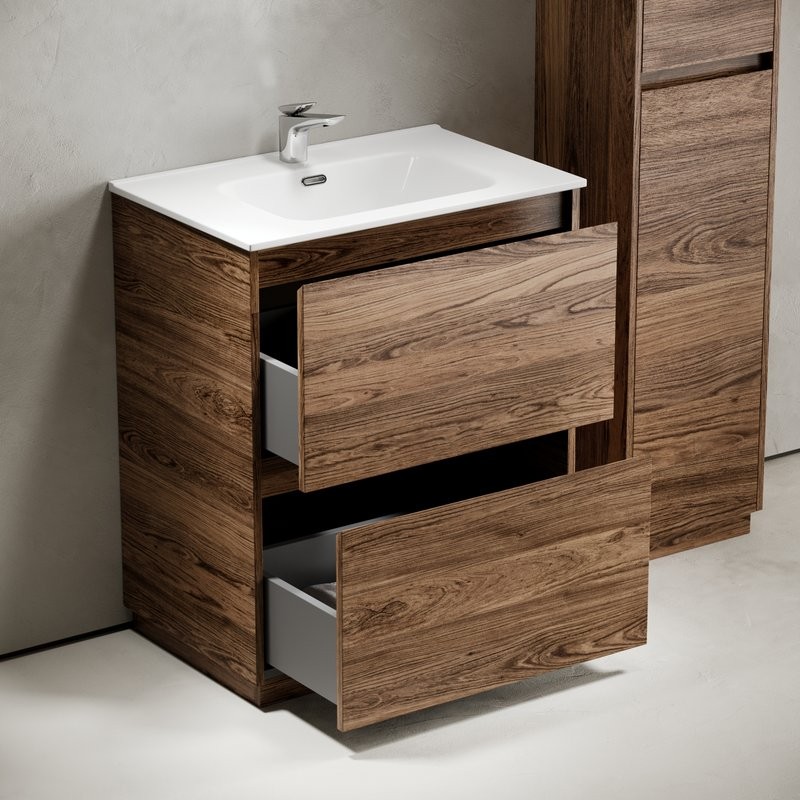 Тумба с раковиной Sancos Libra Floor 70 дуб чарльстон, белая раковина CN7007