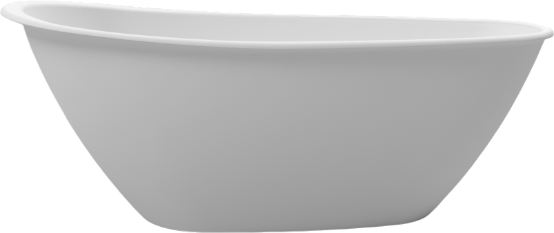 Ванна из искусственного камня WHITECROSS Spinel B 155x75 см, отдельностоящая, матовая белая, овальная, с донным клапаном