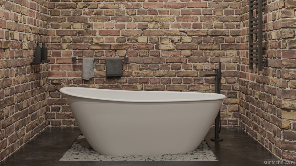 Ванна из искусственного камня WHITECROSS Spinel B 155x75 см, отдельностоящая, матовая белая, овальная, с донным клапаном