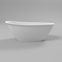 Ванна из искусственного камня WHITECROSS Spinel B 155x75 см, отдельностоящая, матовая белая, овальная, с донным клапаном