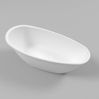 Ванна из искусственного камня WHITECROSS Spinel B 155x75 см, отдельностоящая, матовая белая, овальная, с донным клапаном